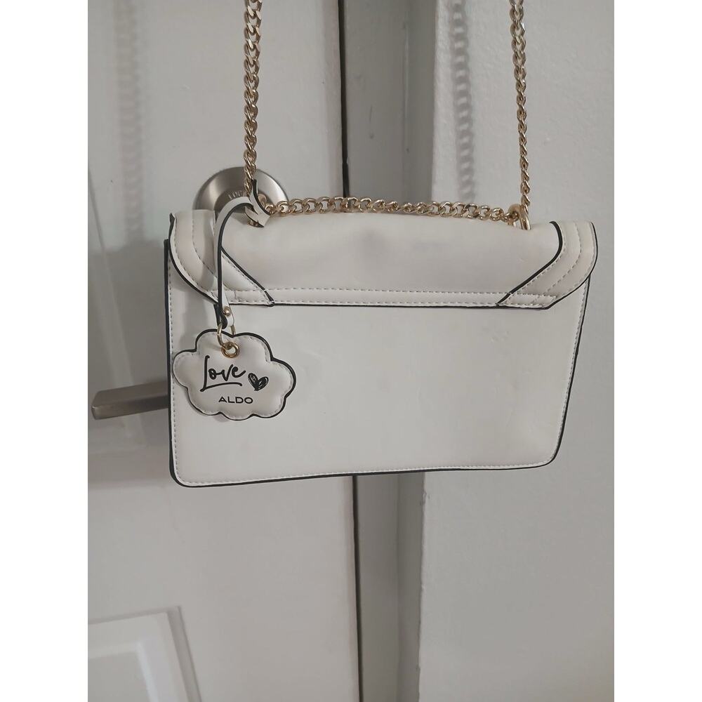 ALDO Rainbow Crossbody Bag White Gold Chain Shine Smile Love Purse - Picture 3 of 11